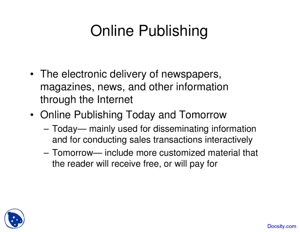 Picture of: Online Publishing – E-Commerce – Lecture Slides  Slides